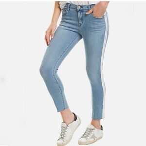 J Brand Standstill Side Stripe Jeans Cropped Raw Cut Hem Denim